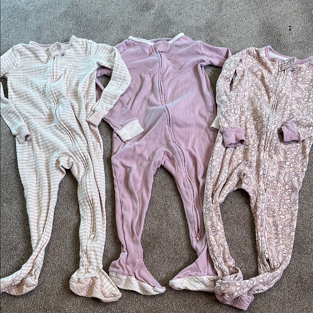 Pink One Piece Pajamas set - Pink and Cream 24 months